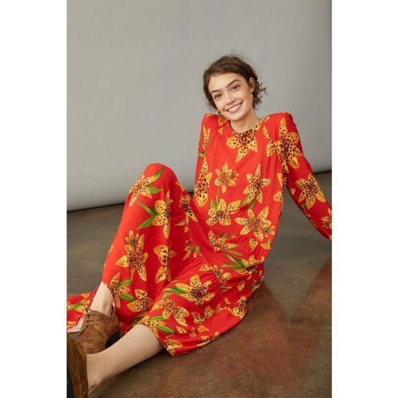 Anthropologie-Farm Rio Golden Lily Maxi Dress - Picture 2 of 9